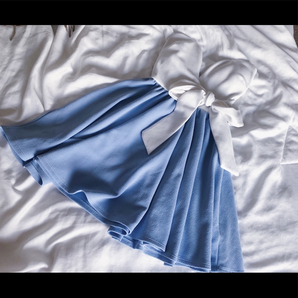 Baby blue & white mini dress